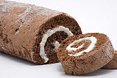 Keto/Low Carb Chocolate Swiss roll Cake with cream cheese filling - full