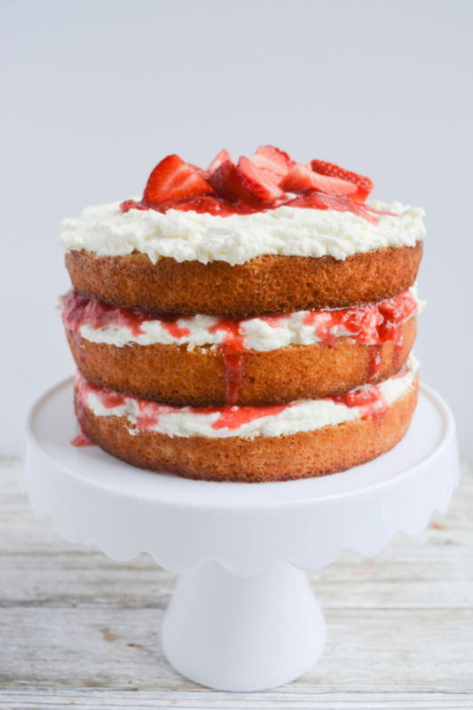 Keto / Low Carb Fresh Cream Vanilla cake with strawberry Jam