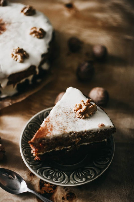 Keto/Low Carb Walnut Cake with Maple Walnut Cream Cheese Icing